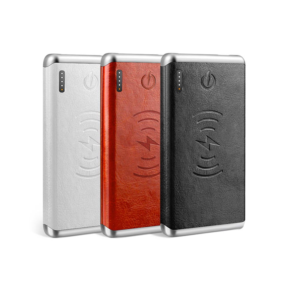 Leather Wireless Charging Power Bank 8000mAh